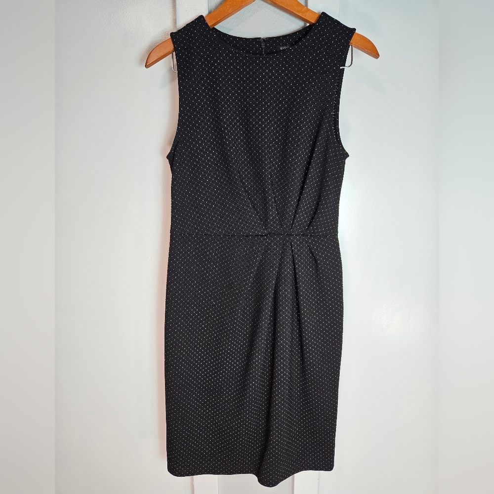 Banana Republic Black & White Polka Dot Ruched Sleeveless Sheath Dress Size 8